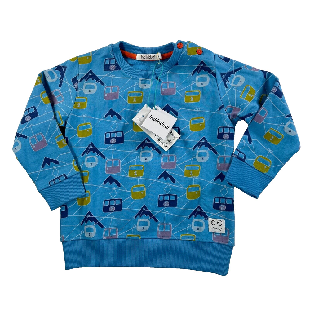 Indikidual Ski Lift Print Sweatshirt Size 12/24 Months Blue Top New Winter